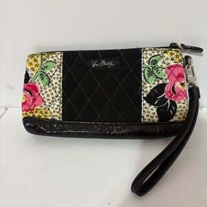 Vera Bradley Black and Pink Floral Wristlet